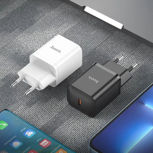 Hoco N27 20W Power Delivery USB-C Snellader + Lightning Kabel 1M Zwart afbeelding 3