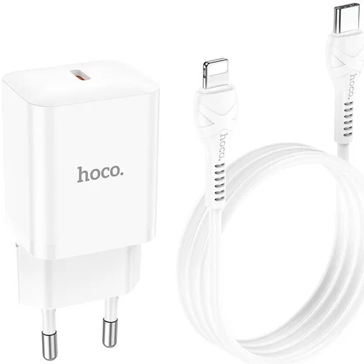 Hoco N27 20W Power Delivery USB-C Snellader + Lightning Kabel 1M Wit afbeelding 3