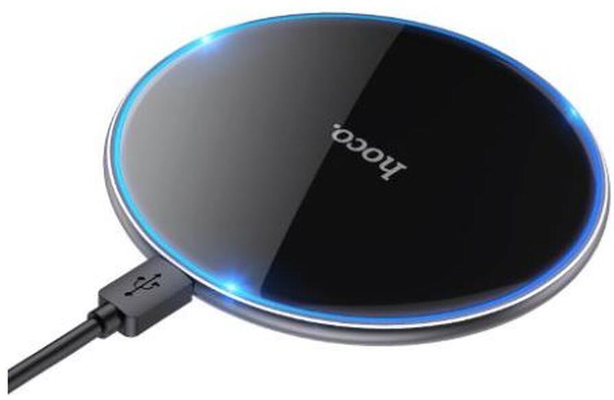 Hoco 15W Draadloze Fast Charge Oplader met USB-C Kabel Zwart afbeelding 1