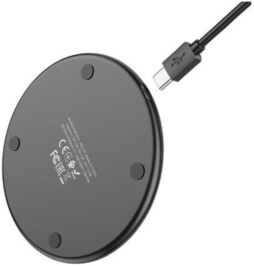 Hoco 15W Draadloze Fast Charge Oplader met USB-C Kabel Zwart afbeelding 2
