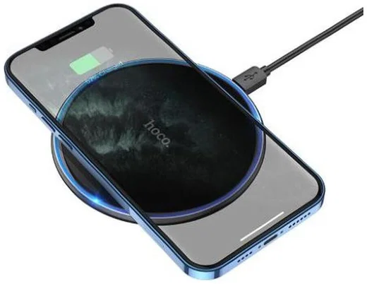 Hoco 15W Draadloze Fast Charge Oplader met USB-C Kabel Zwart afbeelding 3