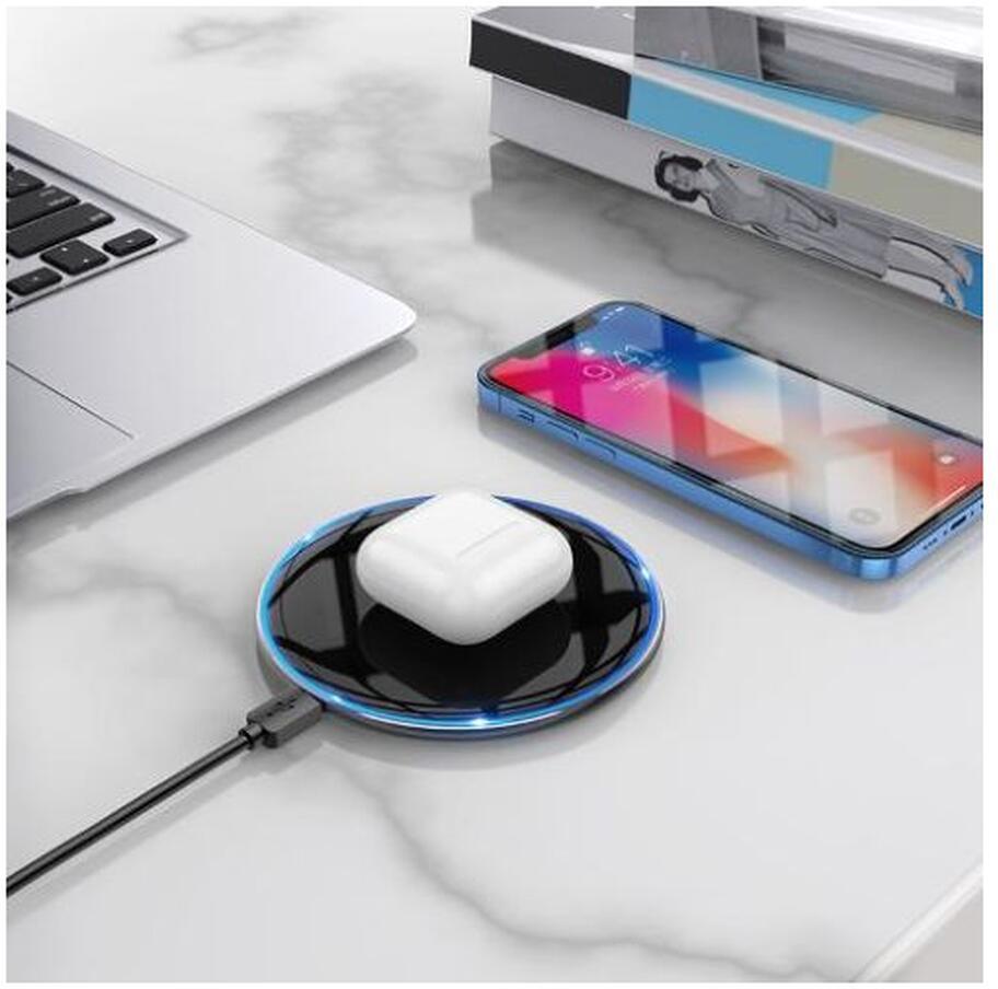 Hoco 15W Draadloze Fast Charge Oplader met USB-C Kabel Zwart afbeelding 5