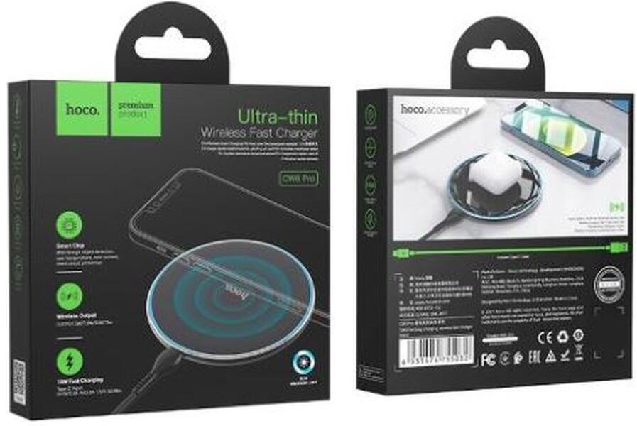 Hoco 15W Draadloze Fast Charge Oplader met USB-C Kabel Zwart afbeelding 6