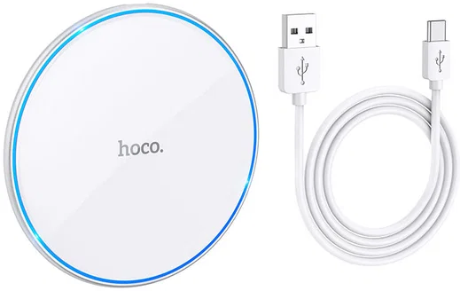 Hoco 15W Draadloze Fast Charge Oplader met USB-C Kabel Wit afbeelding 2