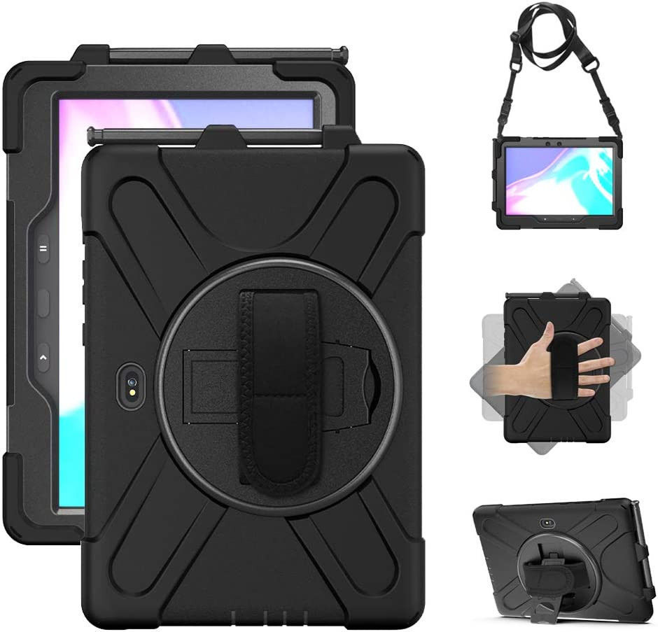 Samsung Galaxy Tab Active4 Pro Hoes met Kickstand en Handriem Zwart afbeelding 2