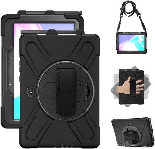 Samsung Galaxy Tab Active4 Pro Hoes met Kickstand en Handriem Zwart afbeelding 2