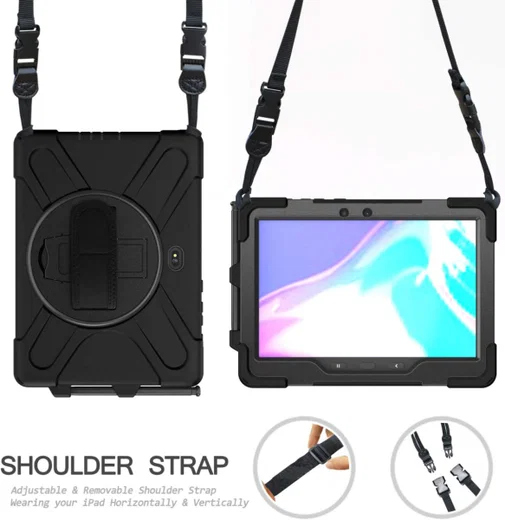 Samsung Galaxy Tab Active4 Pro Hoes met Kickstand en Handriem Zwart afbeelding 4