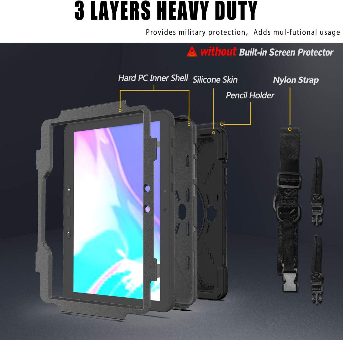 Samsung Galaxy Tab Active4 Pro Hoes met Kickstand en Handriem Zwart afbeelding 8