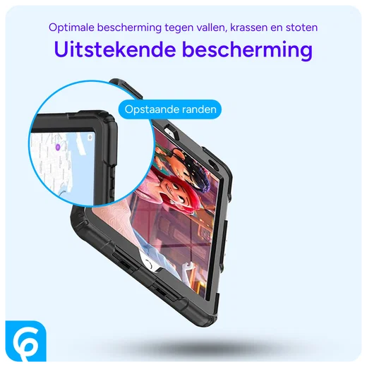 Apple iPad 10.2 (2019/2020/2021) Hoes met Screen Protector en Handriem Zwart afbeelding 2