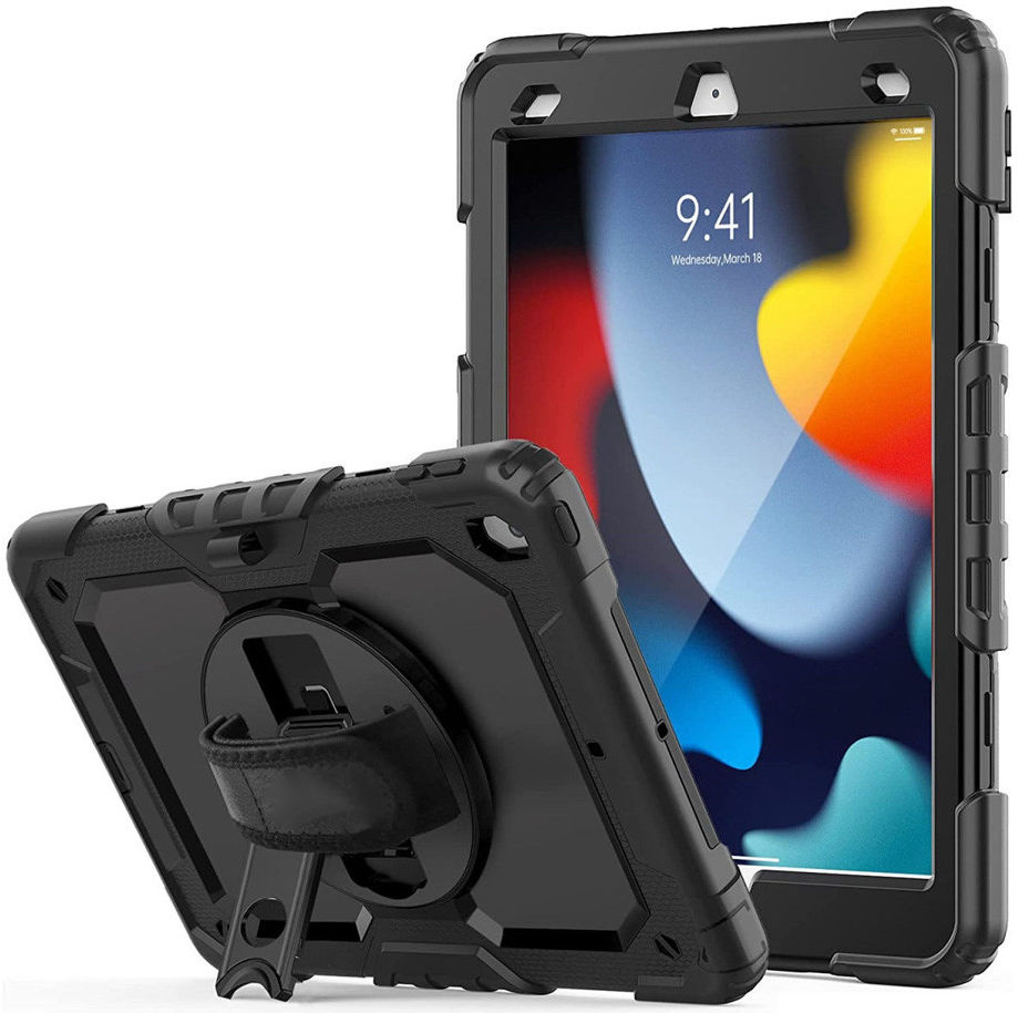Apple iPad 10.2 (2019/2020/2021) Hoes met Screen Protector en Handriem Zwart afbeelding 9