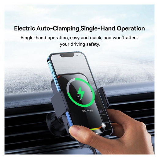 Baseus Halo Ventilatierooster Telefoonhouder met Draadloos Opladen 15W afbeelding 6