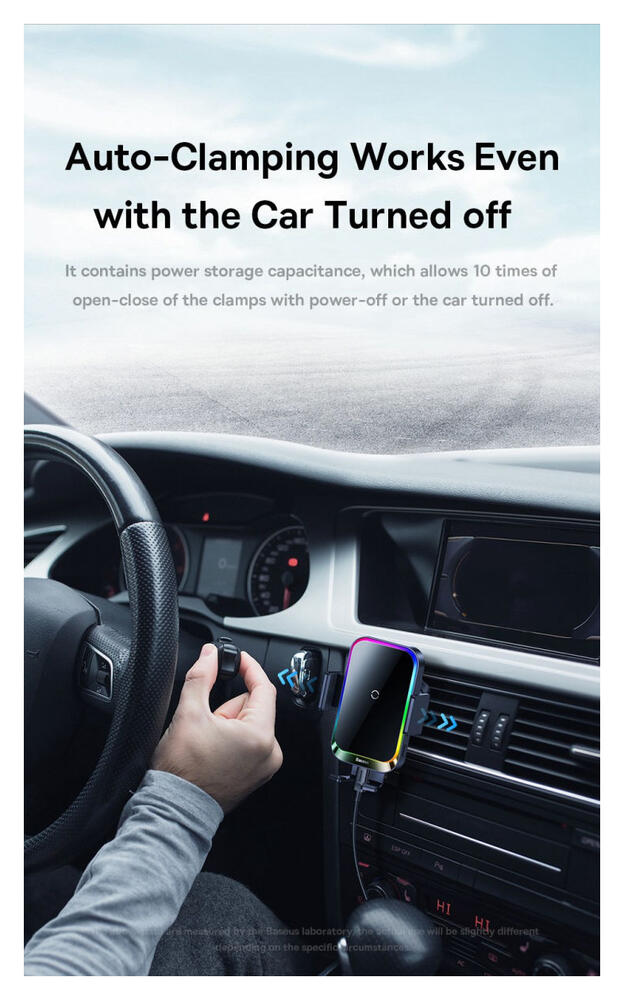 Baseus Halo Ventilatierooster Telefoonhouder met Draadloos Opladen 15W afbeelding 8