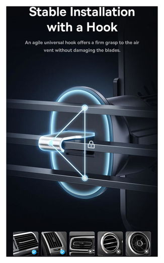 Baseus Halo Ventilatierooster Telefoonhouder met Draadloos Opladen 15W afbeelding 13