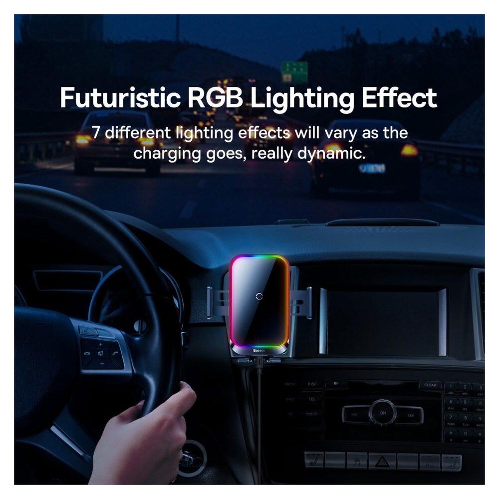 Baseus Halo Ventilatierooster Telefoonhouder met Draadloos Opladen 15W afbeelding 4