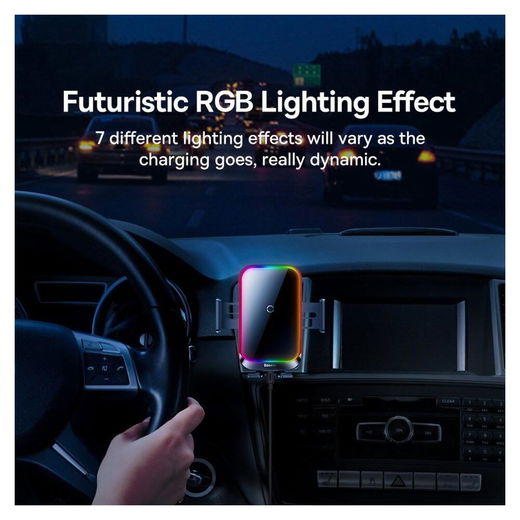 Baseus Halo Ventilatierooster Telefoonhouder met Draadloos Opladen 15W afbeelding 4