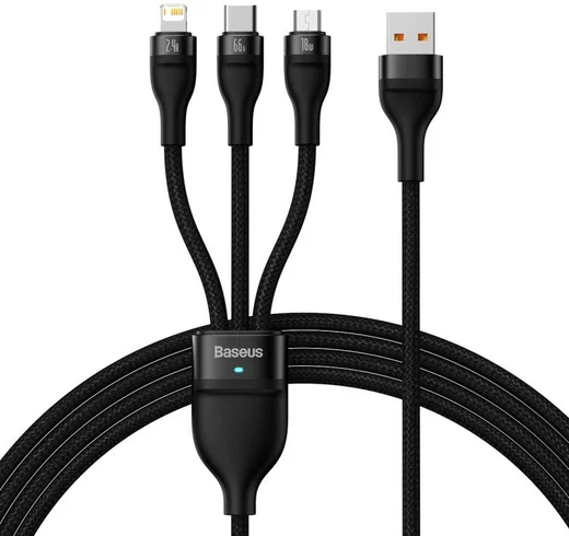 Baseus Flash Serie 3-in-1 USB naar Lightning/USB-C/MicroUSB Kabel 1.2M afbeelding 1
