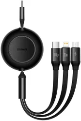 Baseus Oprolbare 3-in-1 USB-C naar Lightning/USB-C/MicroUSB Kabel 1.1M afbeelding