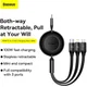 Baseus Oprolbare 3-in-1 USB-C naar Lightning/USB-C/MicroUSB Kabel 1.1M afbeelding 9