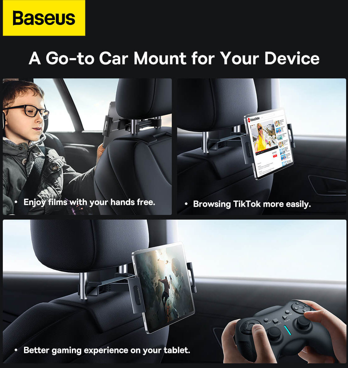 Baseus JoyRide Pro Hoofdsteun Houder Tablet/iPad/Telefoon voor Auto afbeelding 6