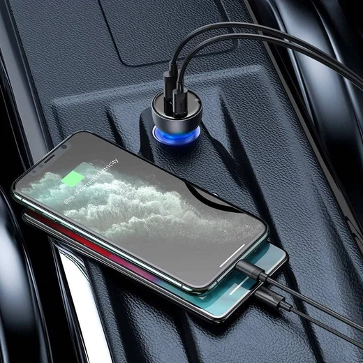 Baseus 65W Autolader USB en USB-C met USB-C Kabel 1M Donkerblauw afbeelding 7