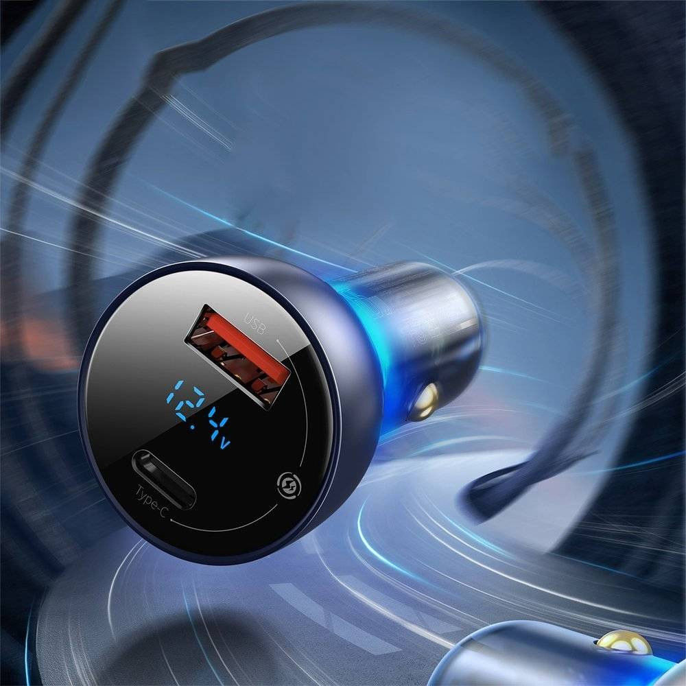 Baseus 65W Autolader USB en USB-C met USB-C Kabel 1M Donkerblauw afbeelding 10