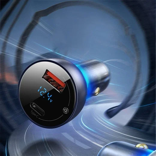 Baseus 65W Autolader USB en USB-C met USB-C Kabel 1M Donkerblauw afbeelding 10