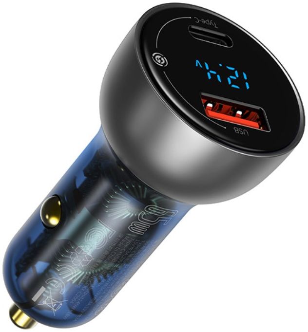 Baseus 65W Autolader USB en USB-C met USB-C Kabel 1M Donkerblauw afbeelding 2
