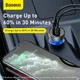 Baseus 65W Autolader USB en USB-C met USB-C Kabel 1M Donkerblauw afbeelding 13
