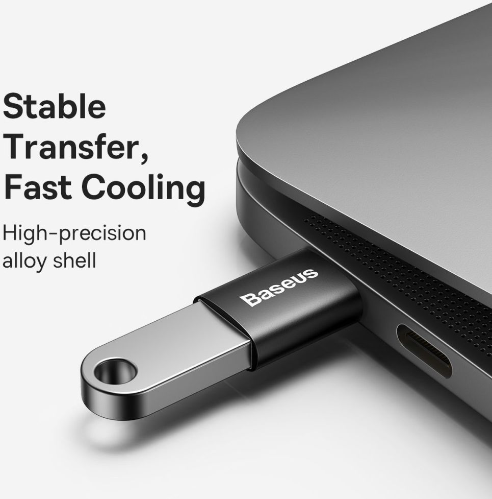 Baseus Ingenuity Universele USB-C naar USB-A Adapter Converter Zwart afbeelding 3