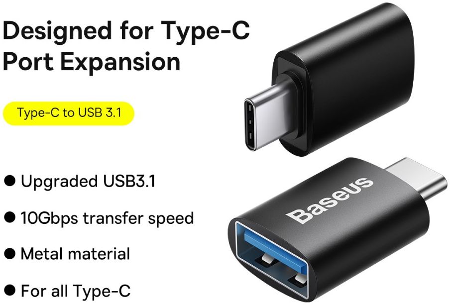 Baseus Ingenuity Universele USB-C naar USB-A Adapter Converter Zwart afbeelding 8