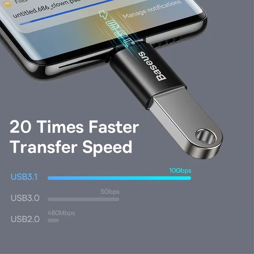 Baseus Ingenuity Universele USB-C naar USB-A Adapter Converter Zwart afbeelding 4
