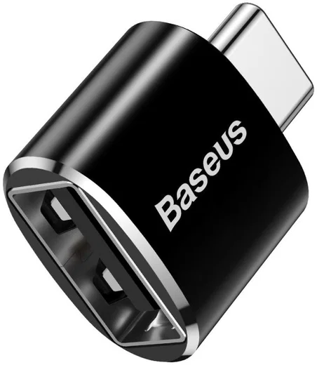 Baseus Mini USB-C naar USB-A Adapter Converter 2.4A Zwart afbeelding 1