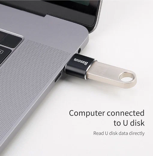 Baseus Mini USB-C naar USB-A Adapter Converter 2.4A Zwart afbeelding 7