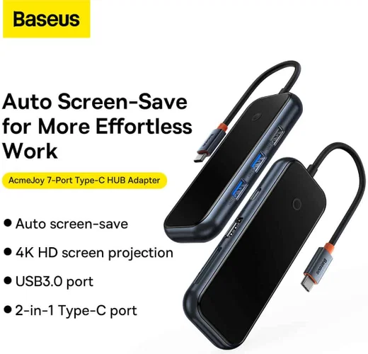 Baseus AcmeJoy USB-C naar USB-A/HDMI/USB-C SD/TF Hub Grijs afbeelding 9