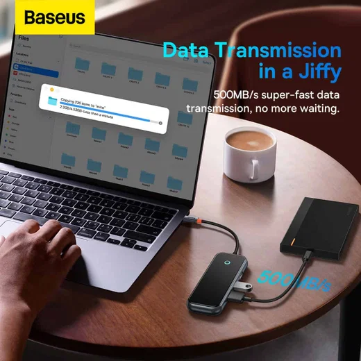 Baseus AcmeJoy USB-C naar USB-A/HDMI/USB-C SD/TF Hub Grijs afbeelding 5