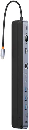 Baseus USB-C Hub naar 3x USB 3.0/USB-C PD/RJ45/VGA/TF/SD.3.5MM afbeelding 2