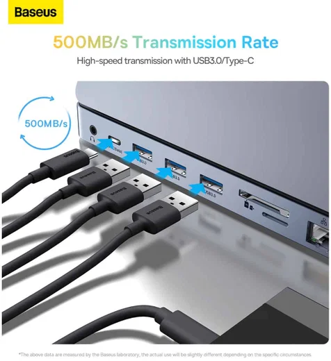 Baseus USB-C Hub naar 3x USB 3.0/USB-C PD/RJ45/VGA/TF/SD.3.5MM afbeelding 5