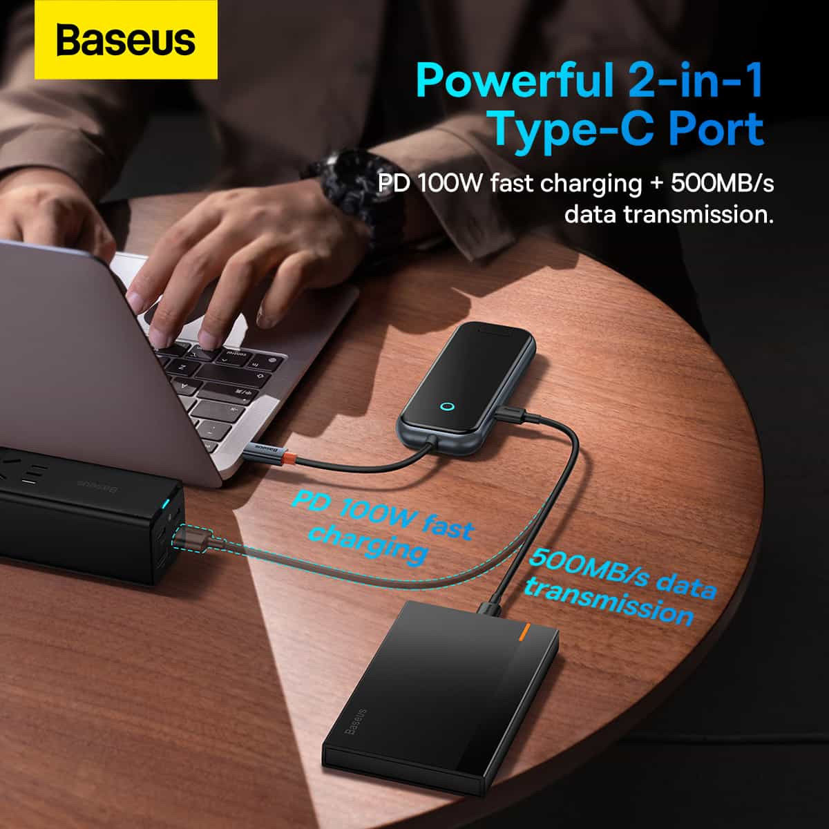 Baseus AcmeJoy USB-C naar USB-A/USB-C en RJ45 Adapter Grijs afbeelding 5
