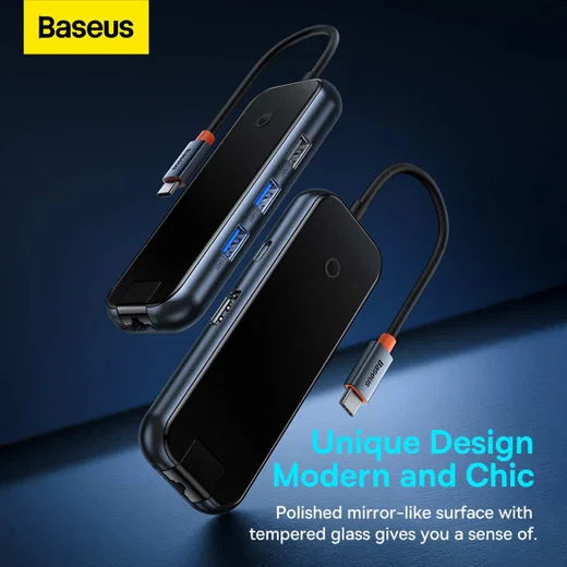 Baseus AcmeJoy USB-C naar USB-A/HDMI/USB-C, RJ45 en SD/TF Grijs afbeelding 5