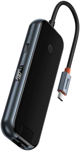 Baseus AcmeJoy USB-C naar USB-A/HDMI/USB-C, RJ45 en SD/TF Grijs afbeelding 2
