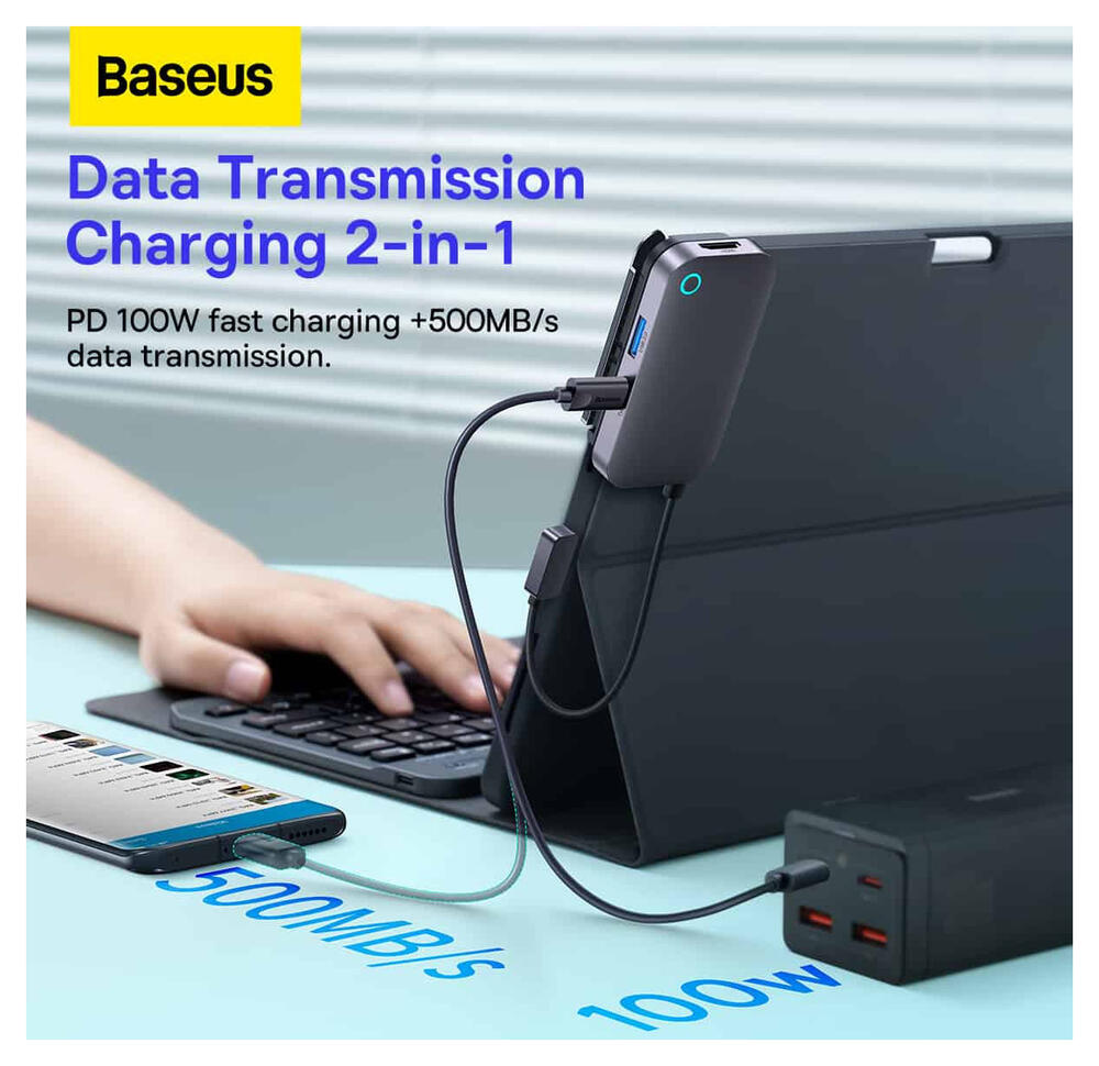 Baseus PadJoy USB-C naar HDMI 4K@30Hz/USB 3.0/3.5.mm/USB-C PD 100W afbeelding 3