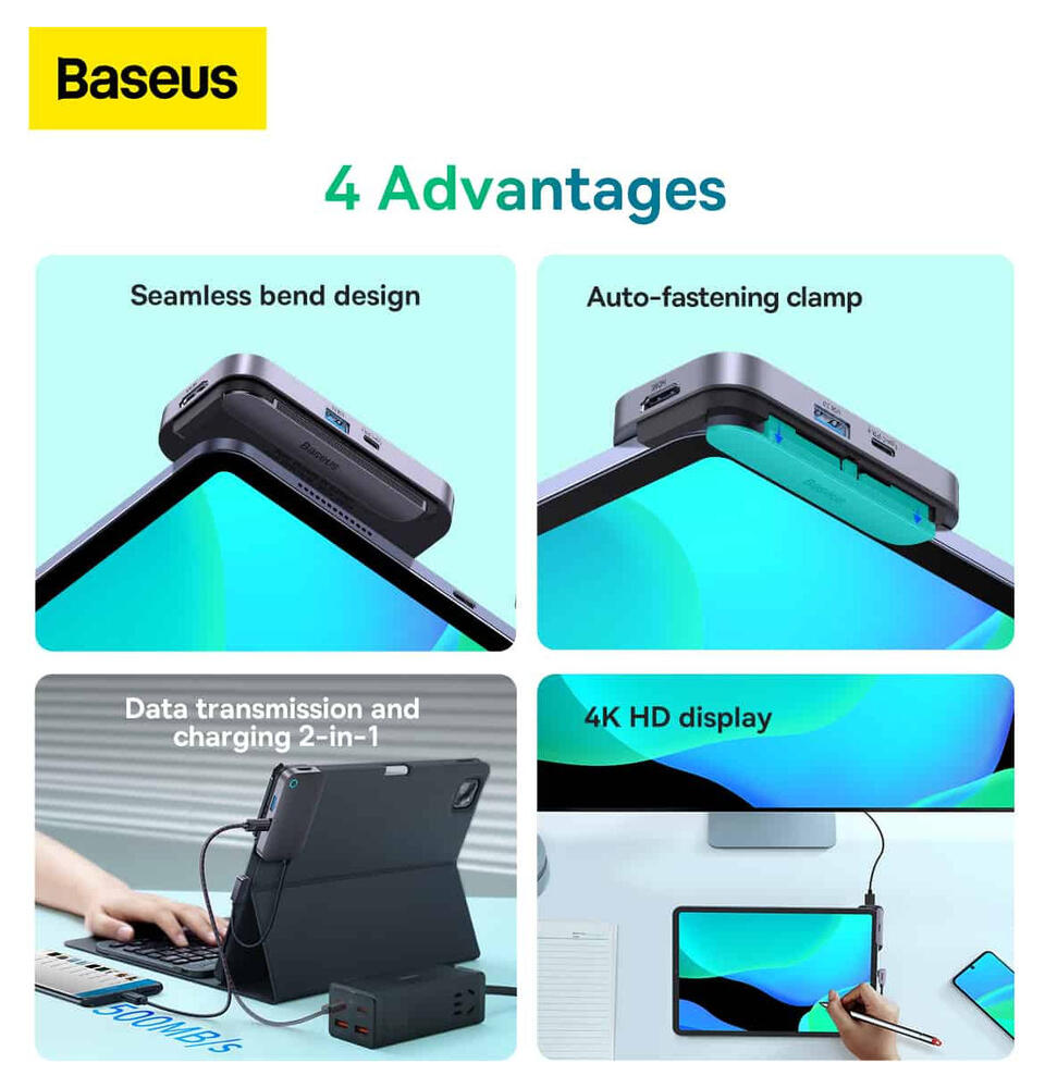 Baseus PadJoy USB-C naar HDMI 4K@30Hz/USB 3.0/3.5.mm/USB-C PD 100W afbeelding 7