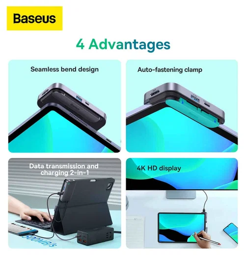 Baseus PadJoy USB-C naar HDMI 4K@30Hz/USB 3.0/3.5.mm/USB-C PD 100W afbeelding 7