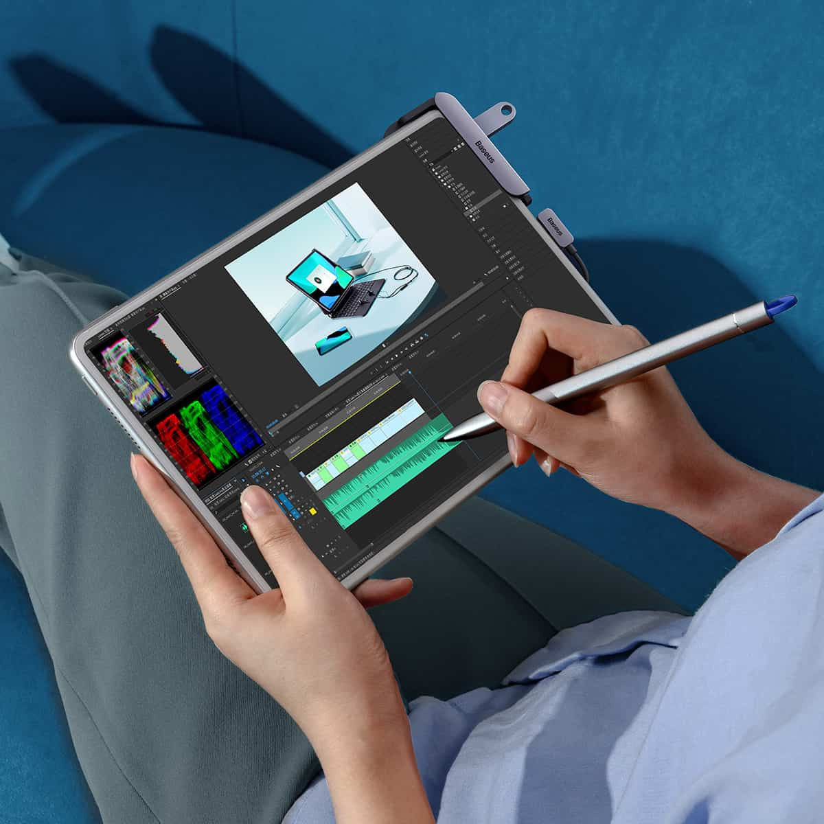 Baseus USB-C naar HDMI 4K@30Hz/USB 3.0/3.5.mm/USB-C PD 100W/SD TF afbeelding 13
