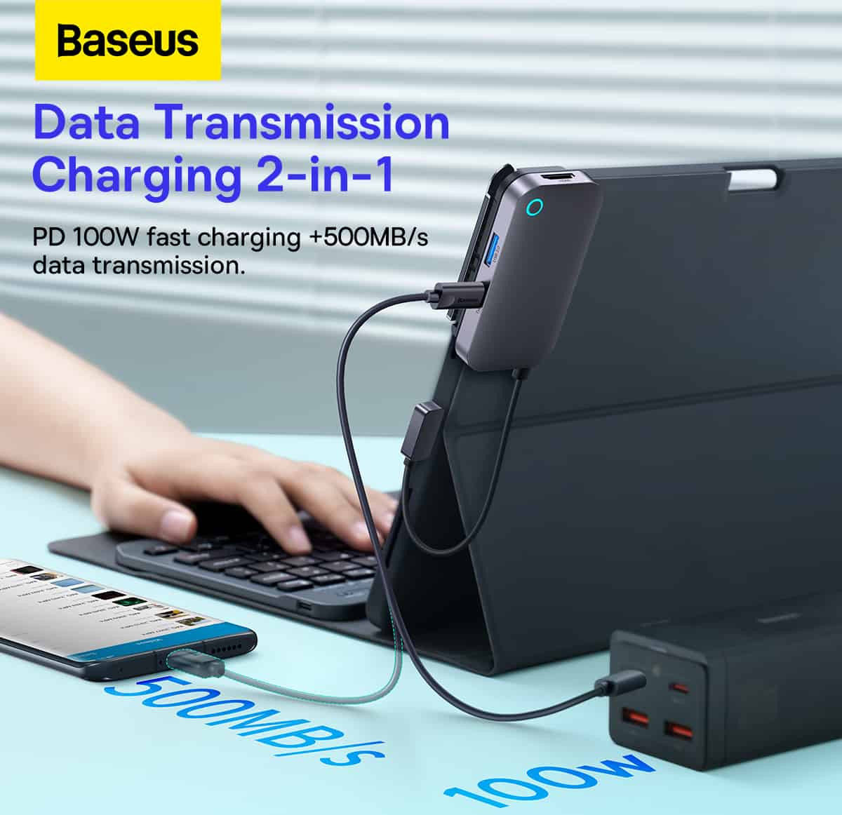 Baseus USB-C naar HDMI 4K@30Hz/USB 3.0/3.5.mm/USB-C PD 100W/SD TF afbeelding 5