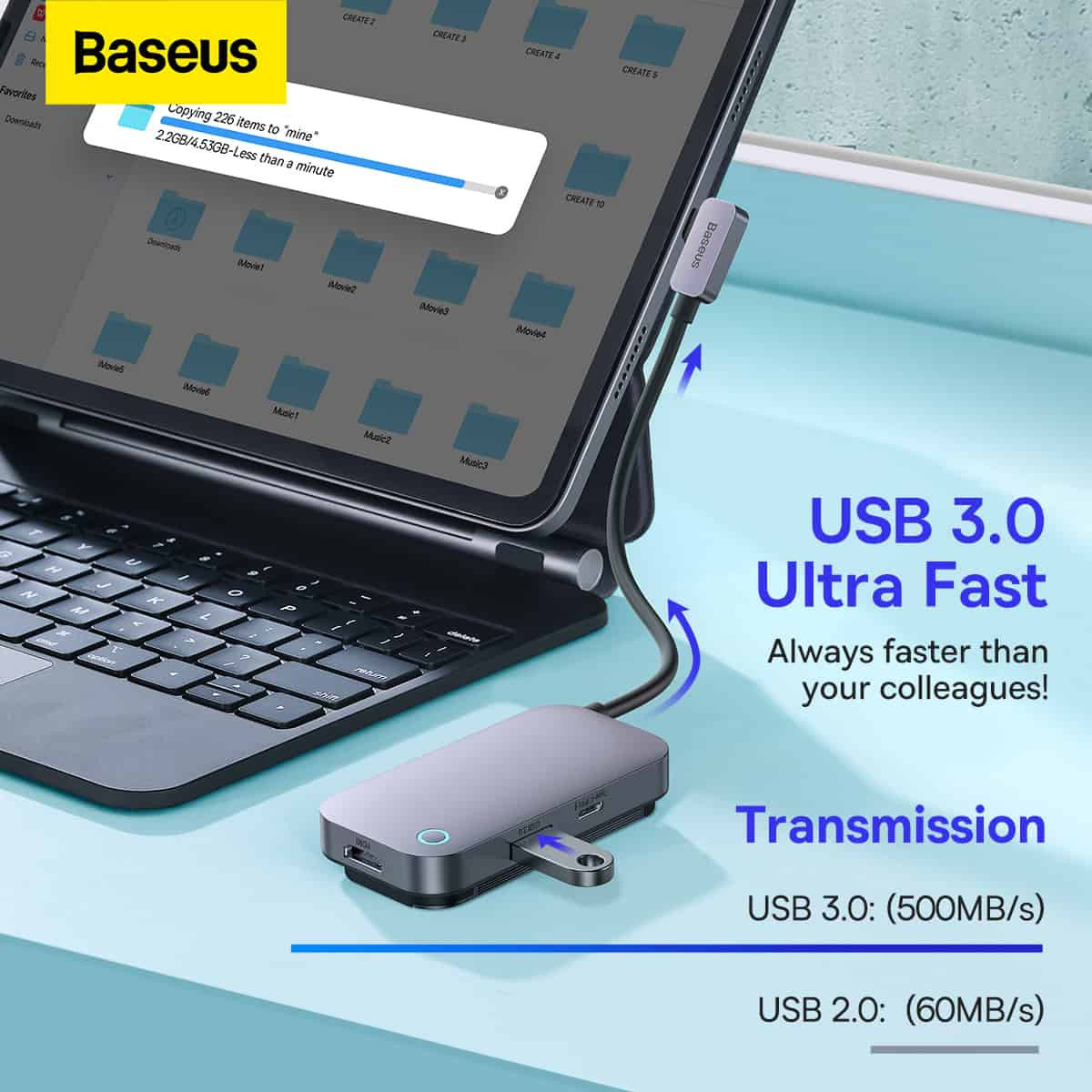 Baseus USB-C naar HDMI 4K@30Hz/USB 3.0/3.5.mm/USB-C PD 100W/SD TF afbeelding 6