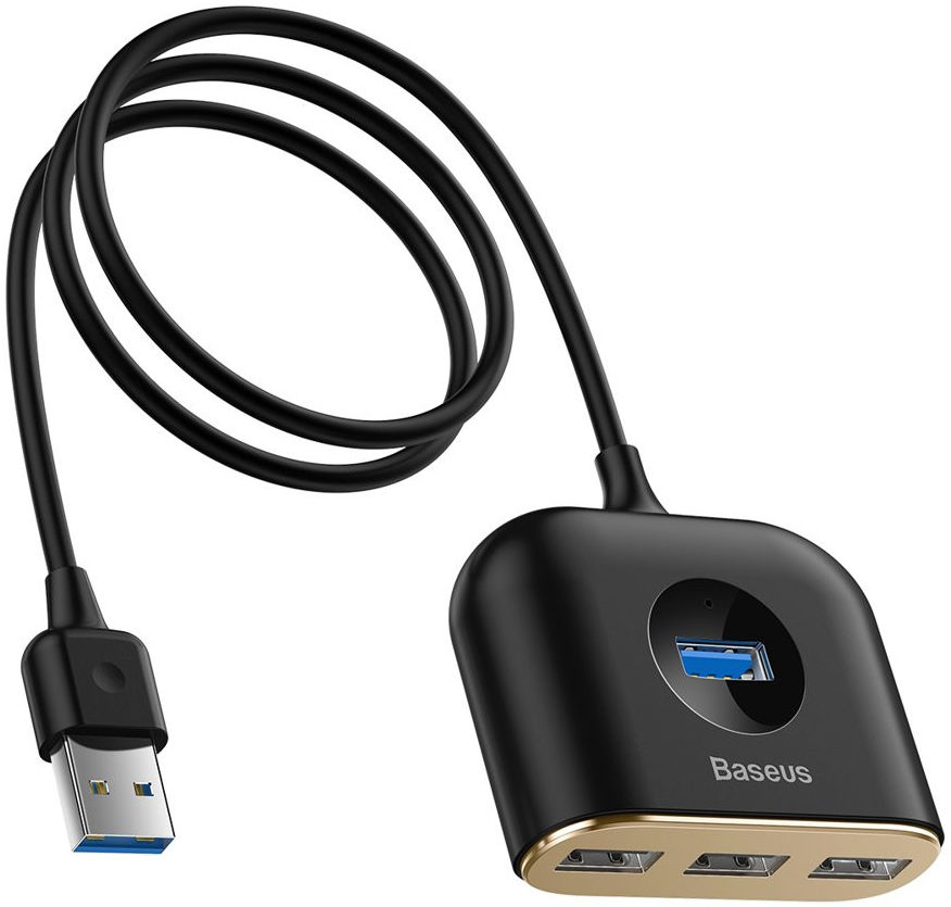 Baseus 4-in-1 Hub USB-A naar 3x USB-A 2.0 en 1x USB-A 3.0 Zwart afbeelding 1