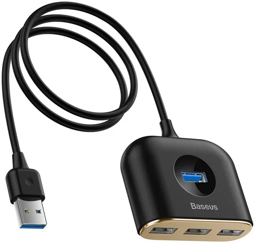 Baseus 4-in-1 Hub USB-A naar 3x USB-A 2.0 en 1x USB-A 3.0 Zwart afbeelding 1