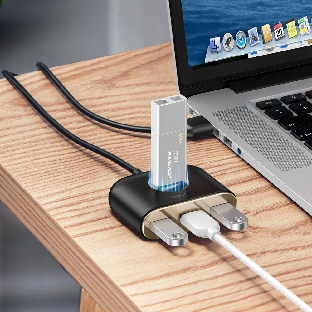 Baseus 4-in-1 Hub USB-A naar 3x USB-A 2.0 en 1x USB-A 3.0 Zwart afbeelding 4