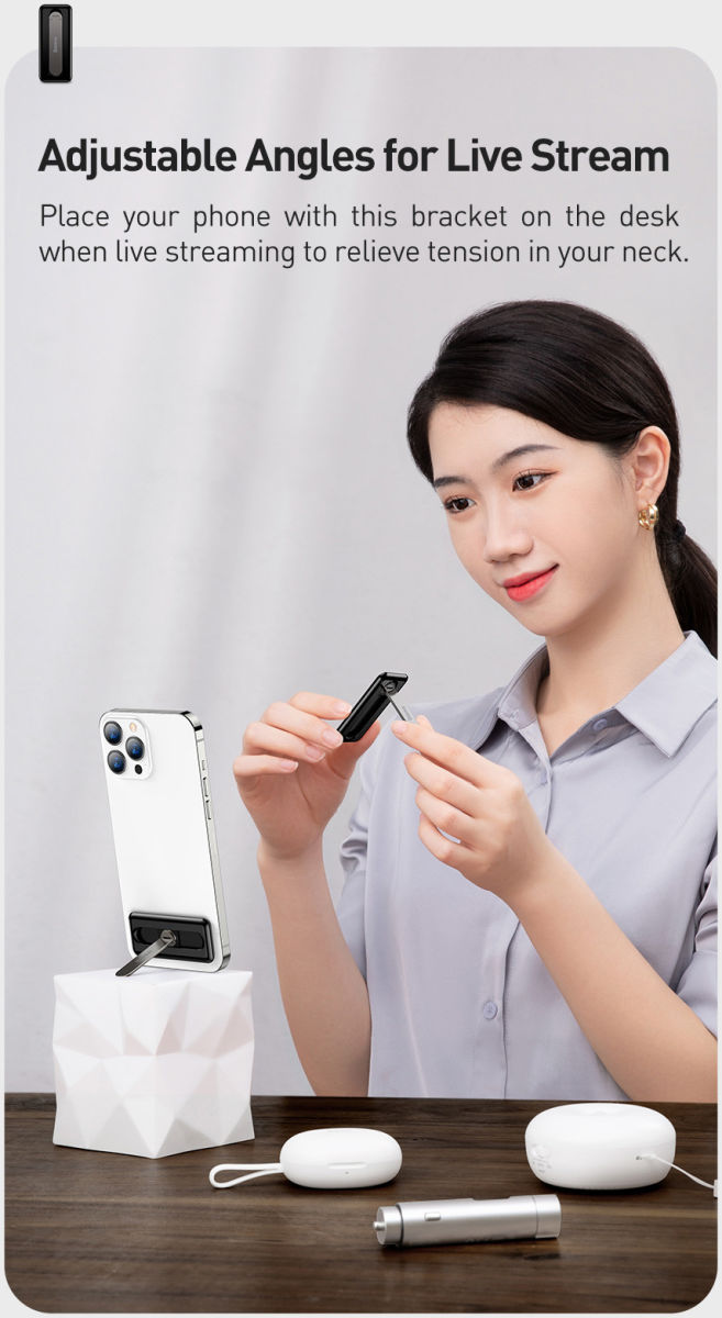 Baseus Kickstand voor Telefoonhoesjes Universele Standaard Wit afbeelding 15